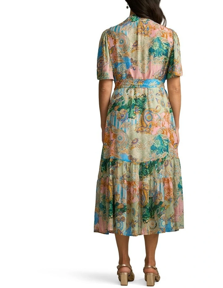 Georgette Flutter Sleeve Dress in Paisley Medley image 2