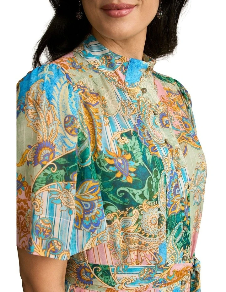 Georgette Flutter Sleeve Dress in Paisley Medley image 5