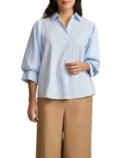 Seersucker Shirt in Blue Stripe