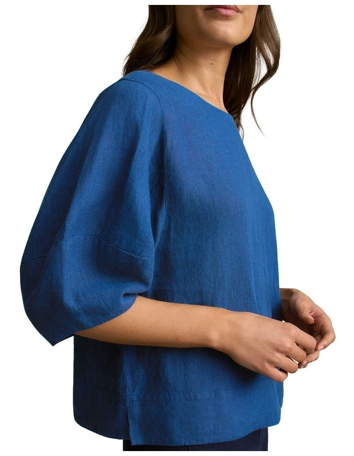 Linen Button Back Top in Periwinkle Cross Dye image 4
