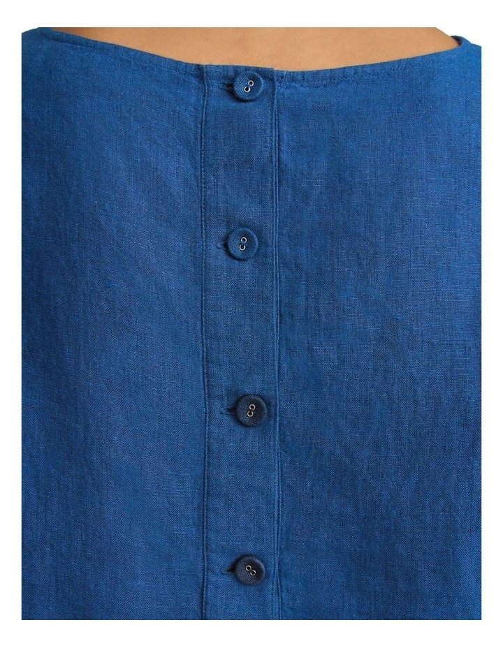 Linen Button Back Top in Periwinkle Cross Dye image 5