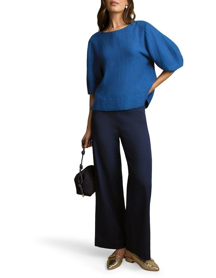 Linen Button Back Top in Periwinkle Cross Dye image 6