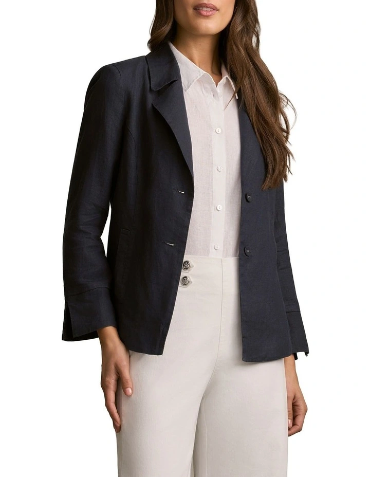 French Linen Jacket in Ink image 3