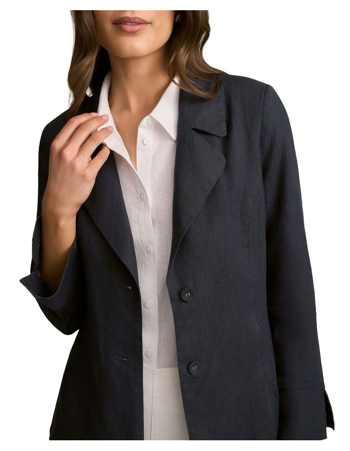 French Linen Jacket in Ink image 4