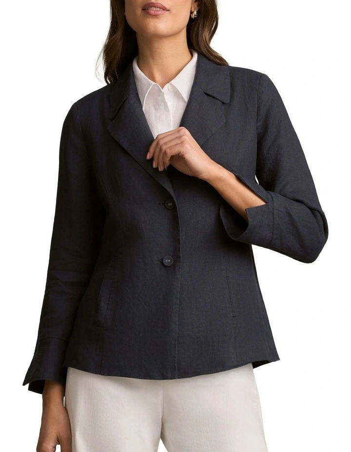 French Linen Jacket in Ink image 5