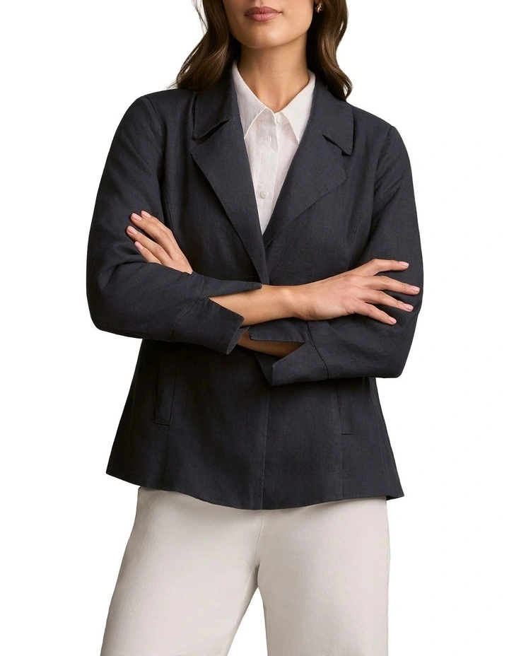 French Linen Jacket in Ink image 6