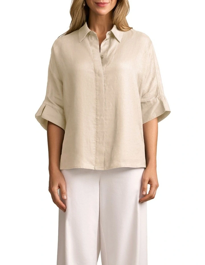 Relaxed Lightweight Shirt in Natural Cross Dye image 1