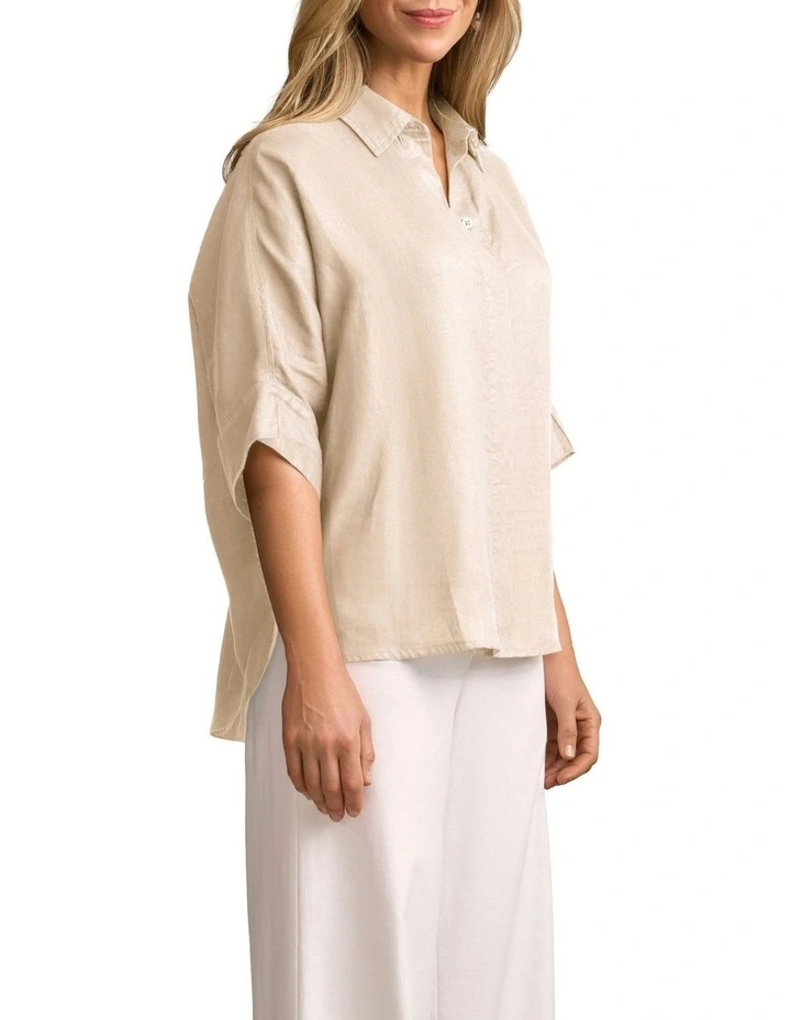 Relaxed Lightweight Shirt in Natural Cross Dye image 3