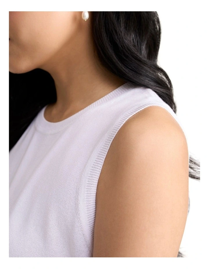 Essential Knit Tank in White image 4
