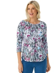 Eternity Printed 3/4 Sleeve Top