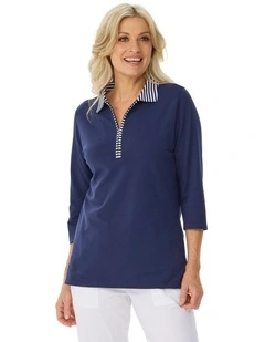 Kingsley 3/4 Sleeve Zip Neck Polo