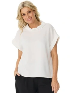 Mara Cap Sleeve Roll Neck Top