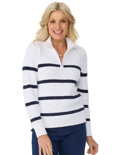 Heath 1/4 Zip L/s Stripe Polo