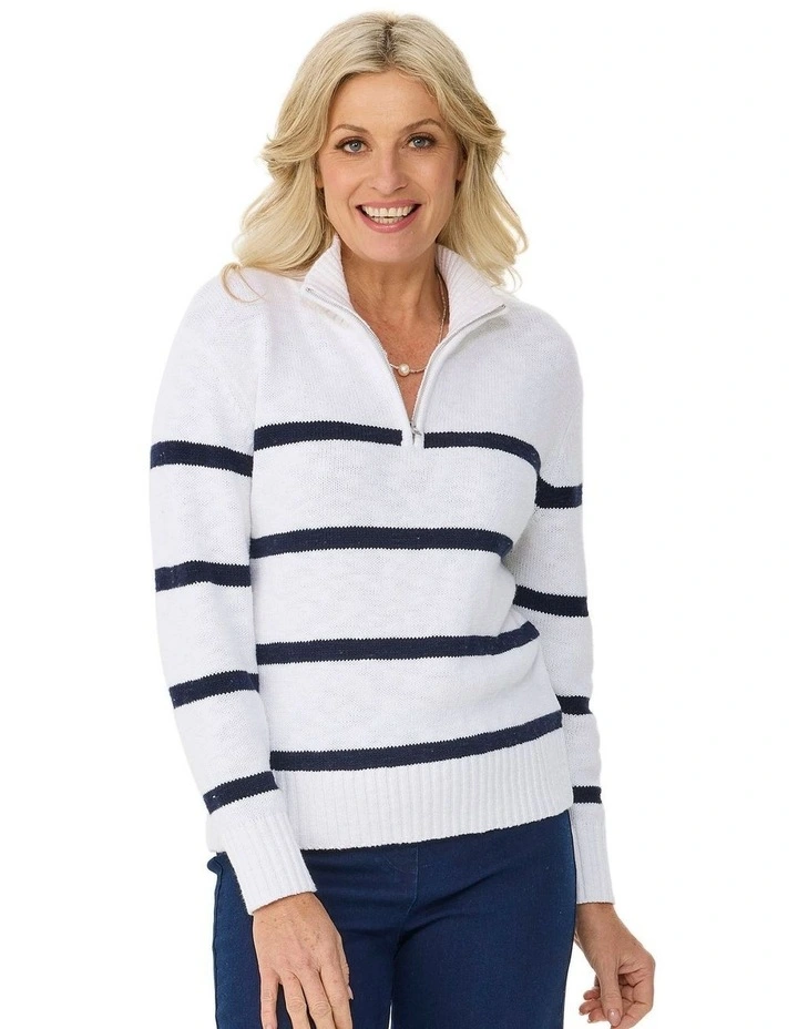 Heath 1/4 Zip L/s Stripe Polo image 1