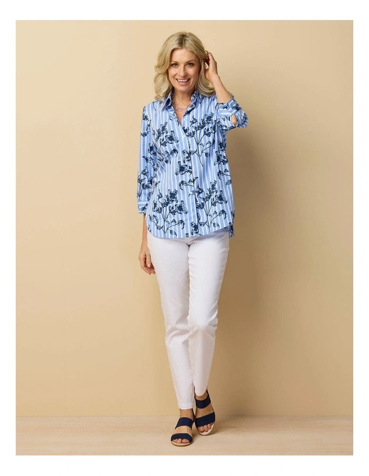 Mina 3/4 Sleeve Stripe Shirt image 6