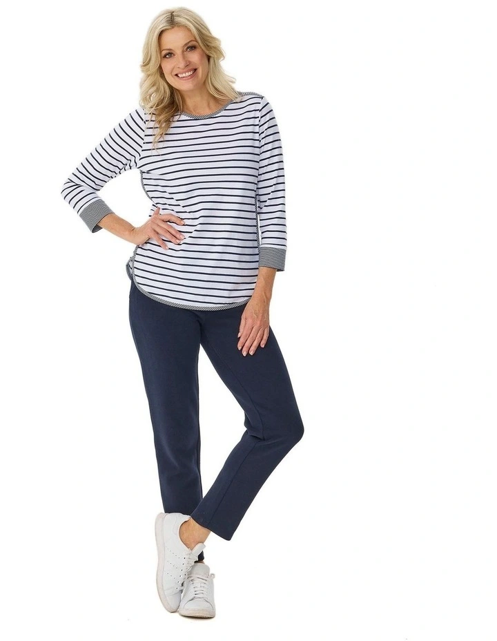 Sprint Stripe 3/4 Sleeve Curve Hem Top image 4