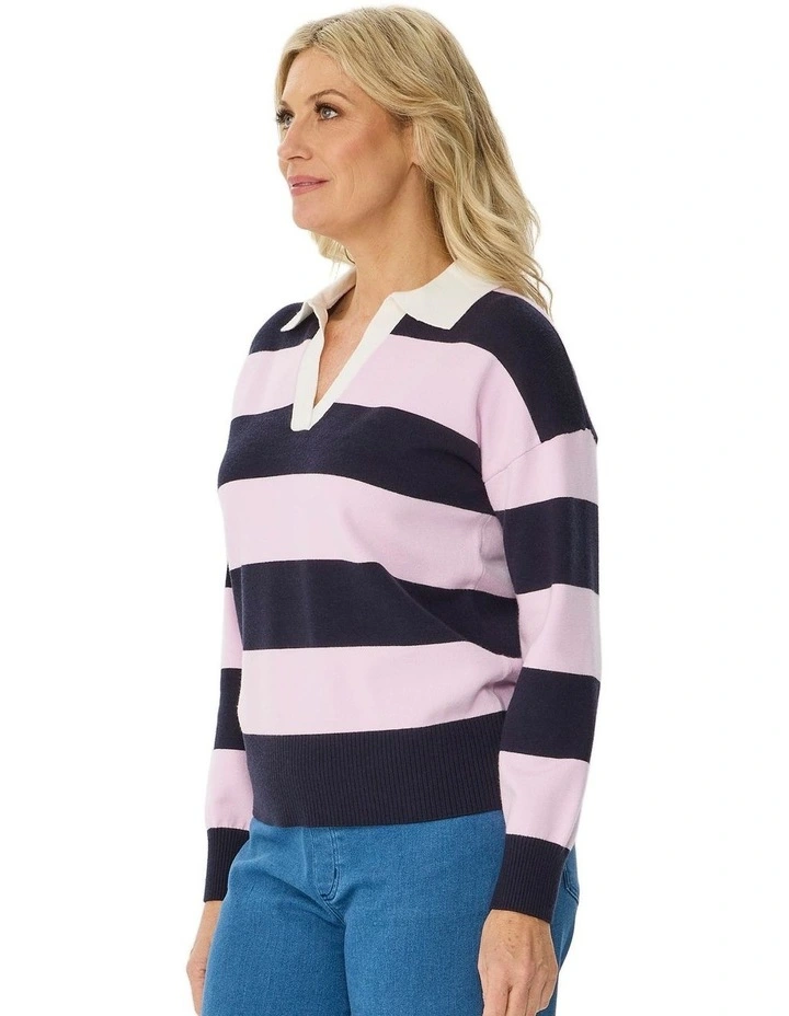 Harris Long Sleeve Stripe Polo Sweater image 3