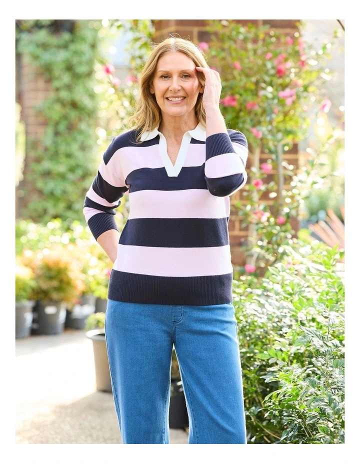 Harris Long Sleeve Stripe Polo Sweater image 7