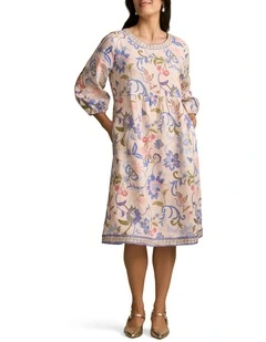 Printed Linen Dress - Mosaic Print