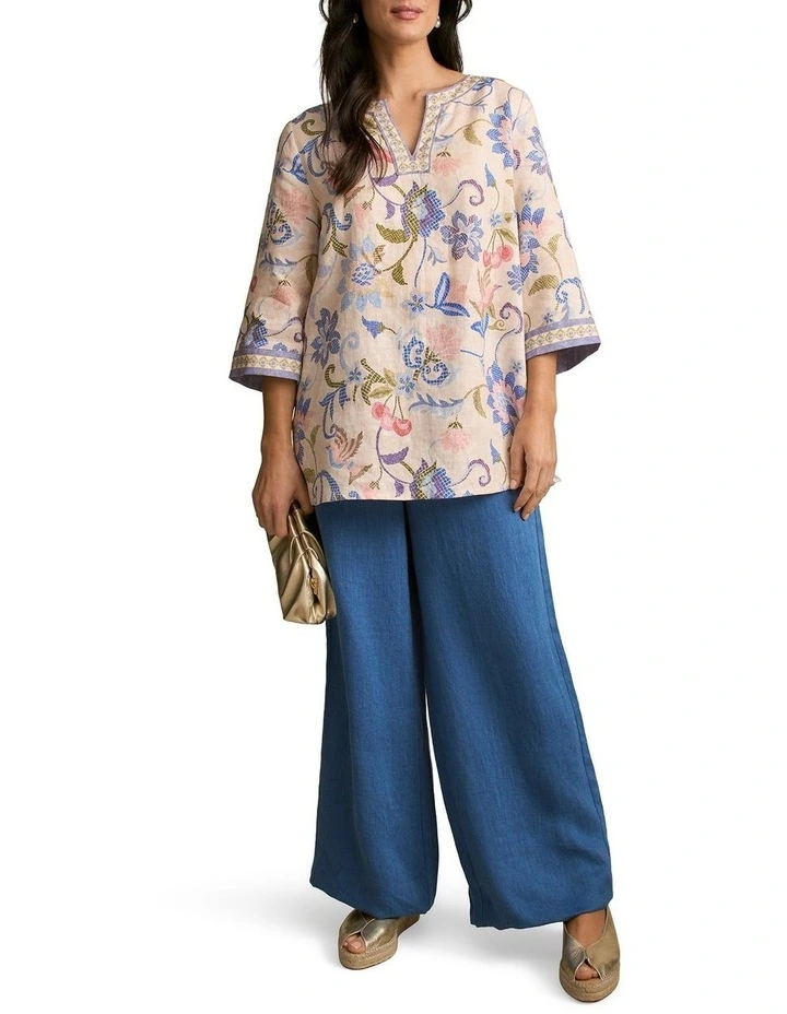 Printed Linen Tunic in Mosaic Print image 5