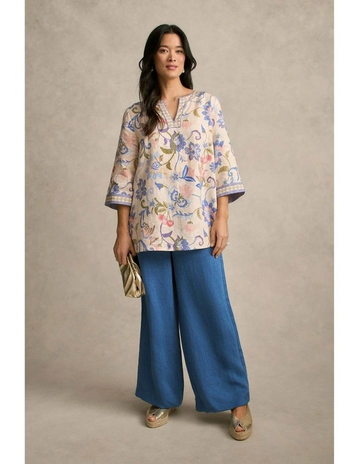 Printed Linen Tunic in Mosaic Print image 6