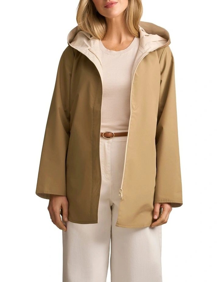 Reversible Raincoat in Tan / Soft Cream image 1