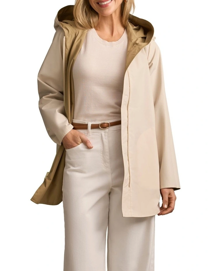 Reversible Raincoat in Tan / Soft Cream image 7