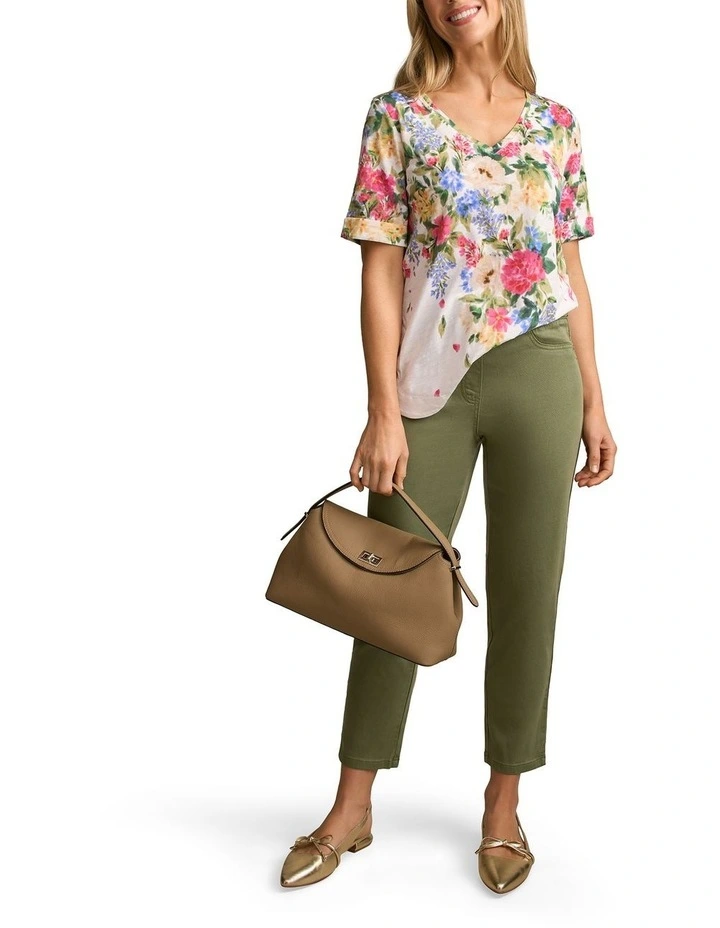 Printed VinNeck TinShirt in Bloom Fall Print image 7