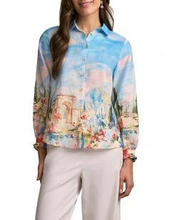 French Linen Shirt in Soft Valley Print