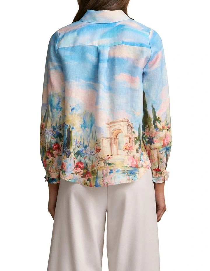 French Linen Shirt in Soft Valley Print image 2