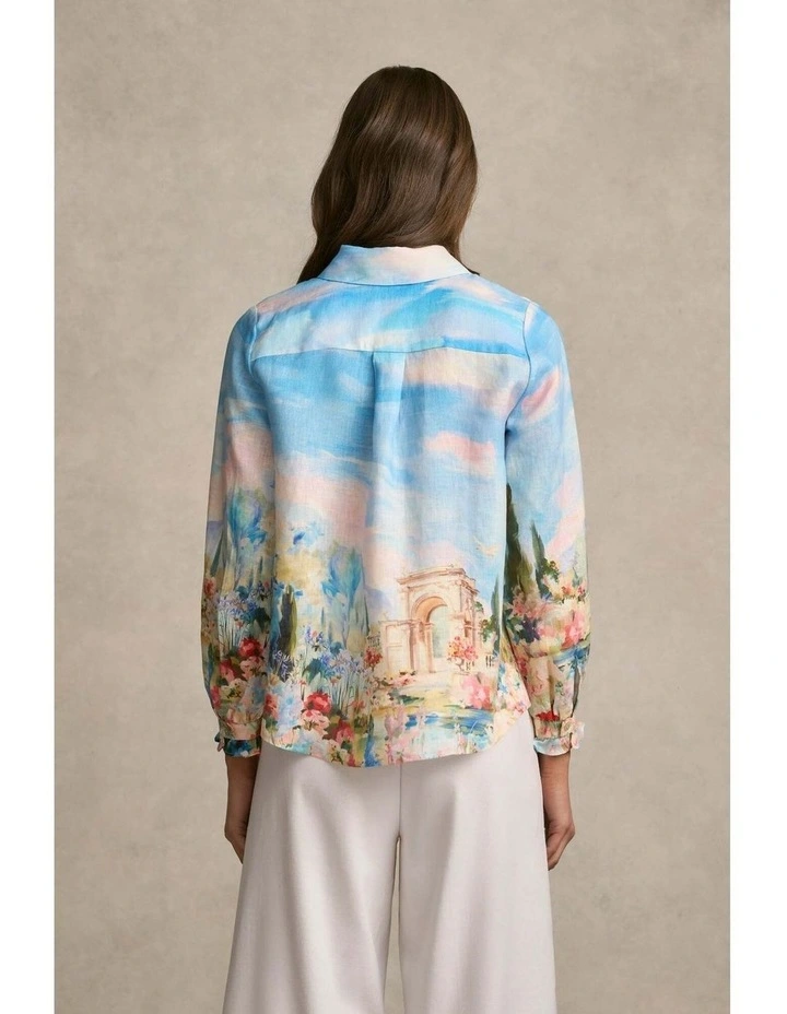 French Linen Shirt in Soft Valley Print image 7