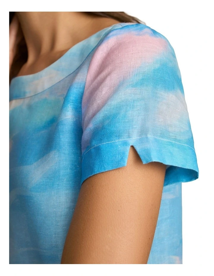 Printed French Linen Dress in Soft Valley Print image 4