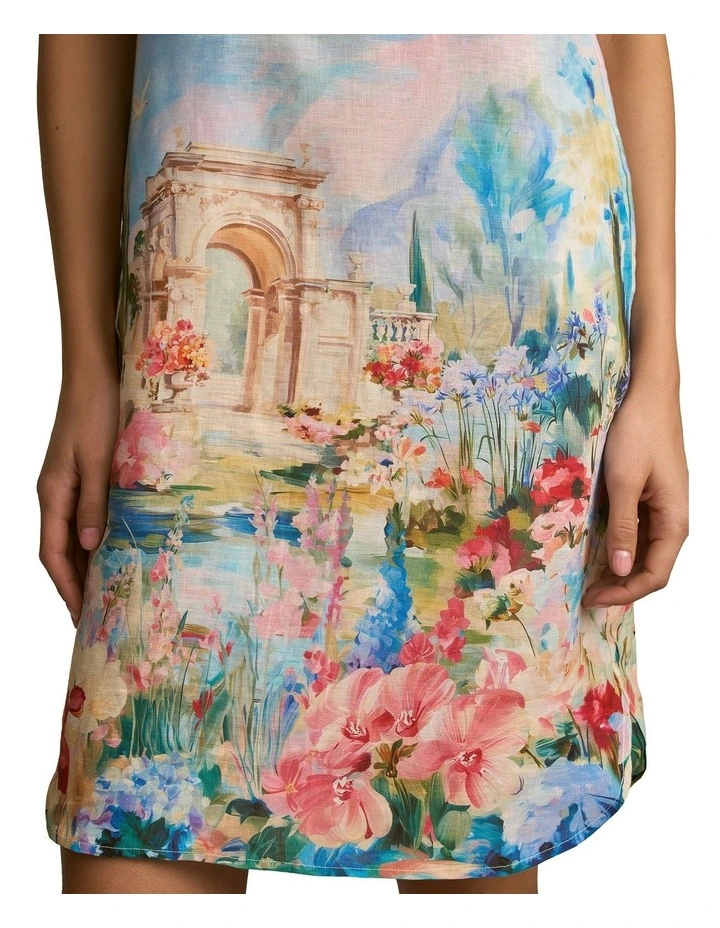 Printed French Linen Dress in Soft Valley Print image 5