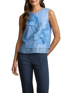 Applique Blouse in Sky Blue