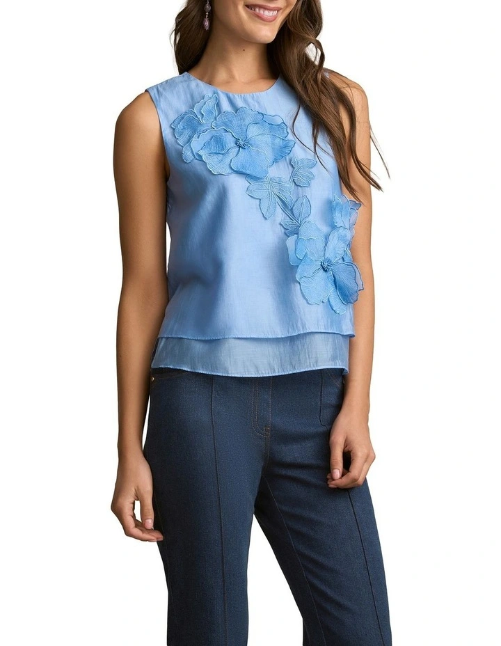 Applique Blouse in Sky Blue image 3