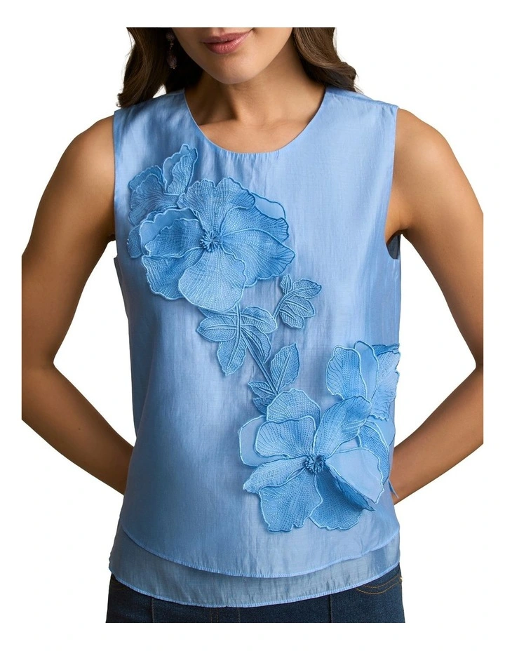Applique Blouse in Sky Blue image 4