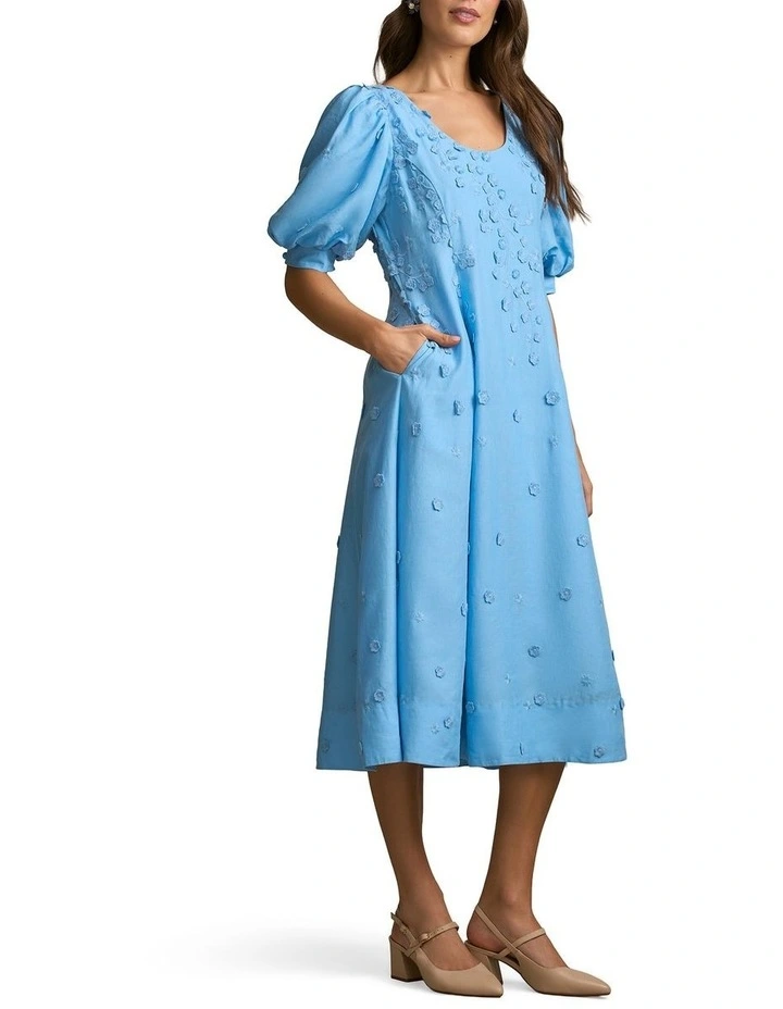 Jacquard Event Dress in Sky Blue image 3