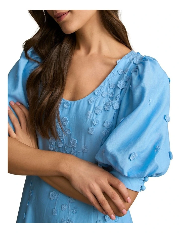 Jacquard Event Dress in Sky Blue image 4