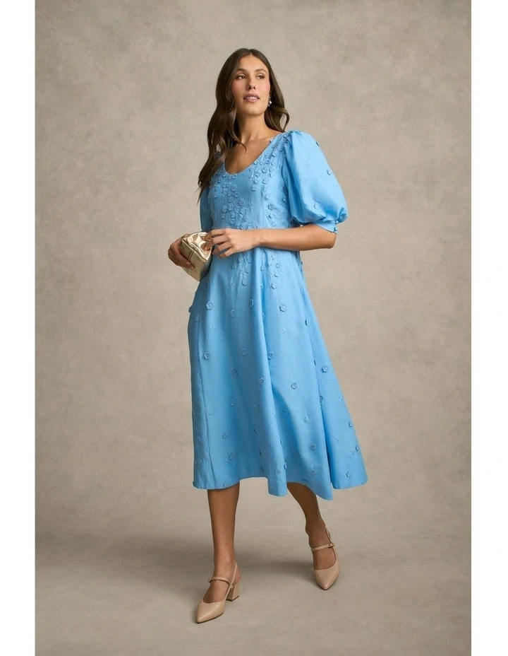 Jacquard Event Dress in Sky Blue image 6