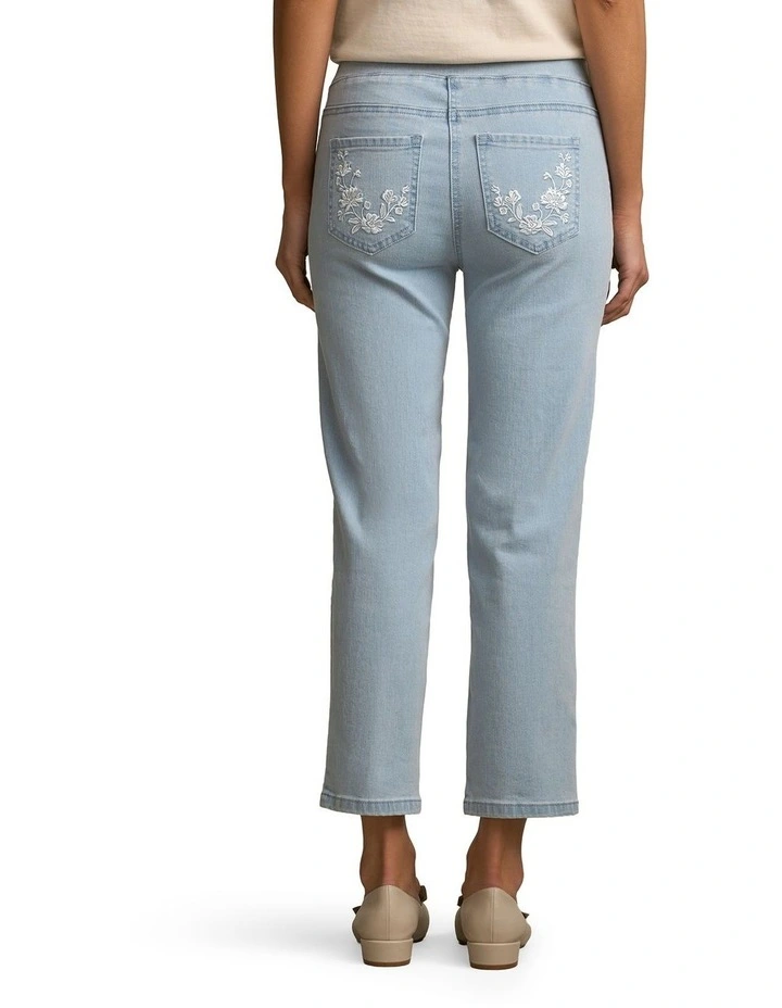 Bengajean(R) 7/8 Embroidered in Washed Blue Denim image 2