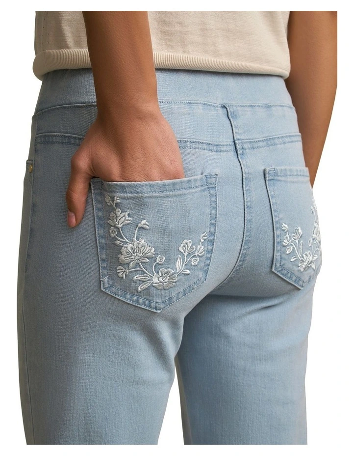 Bengajean(R) 7/8 Embroidered in Washed Blue Denim image 5