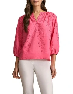 3D Texture Blouse in Hot Pink