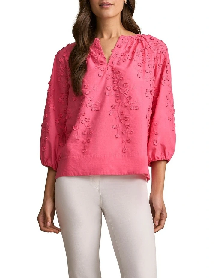 3D Texture Blouse in Hot Pink image 1