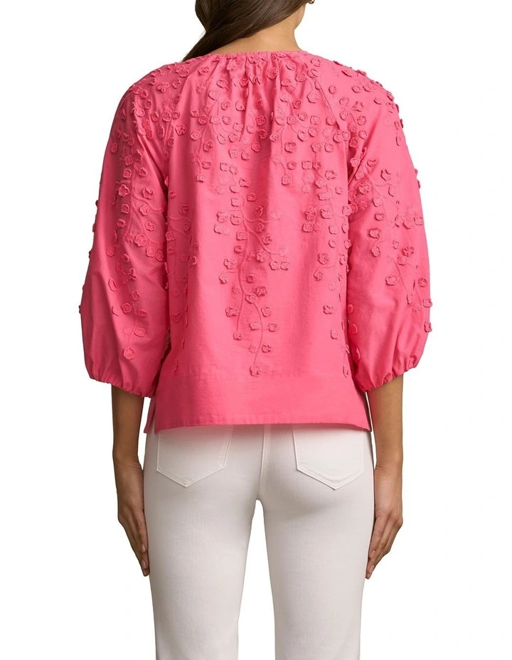 3D Texture Blouse in Hot Pink image 2