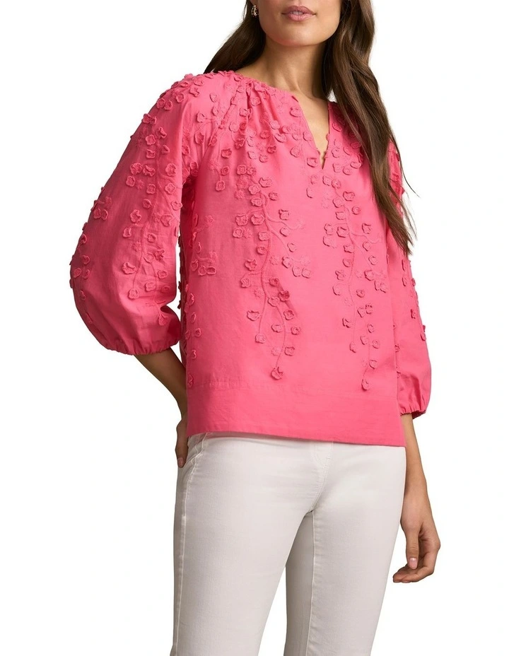 3D Texture Blouse in Hot Pink image 3