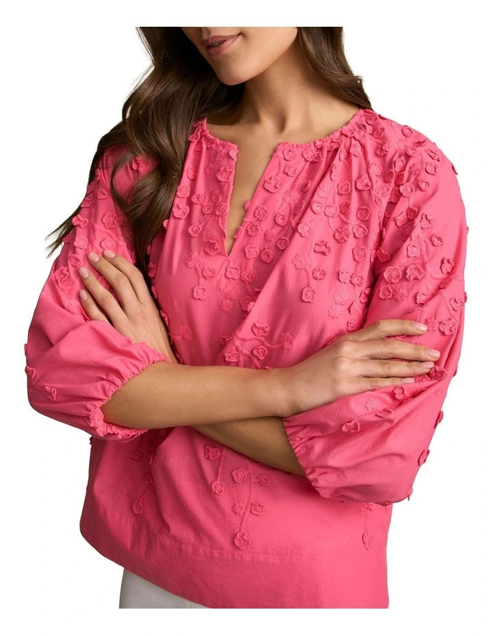 3D Texture Blouse in Hot Pink image 5