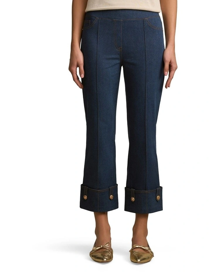 Bengajean(R) Button Capri in Mid Indigo Wash image 1