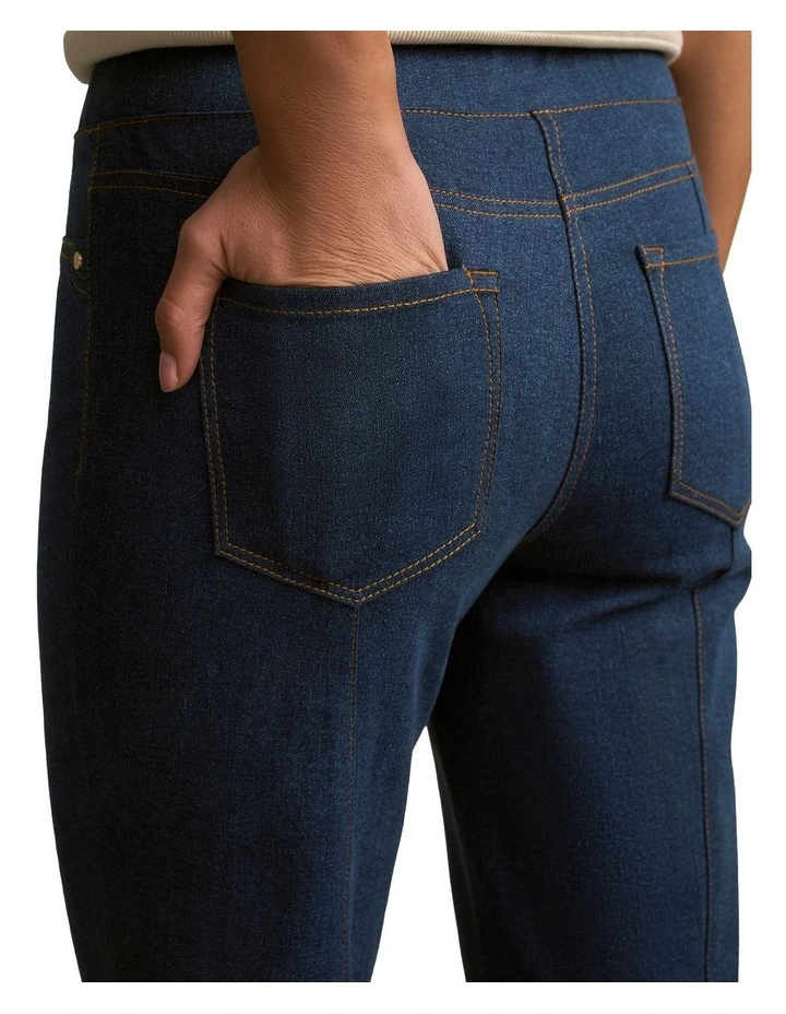Bengajean(R) Button Capri in Mid Indigo Wash image 5