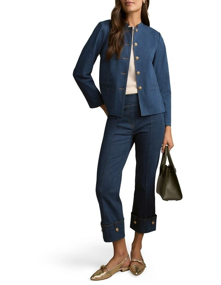 Bengajean(R) Button Capri in Mid Indigo Wash image 7