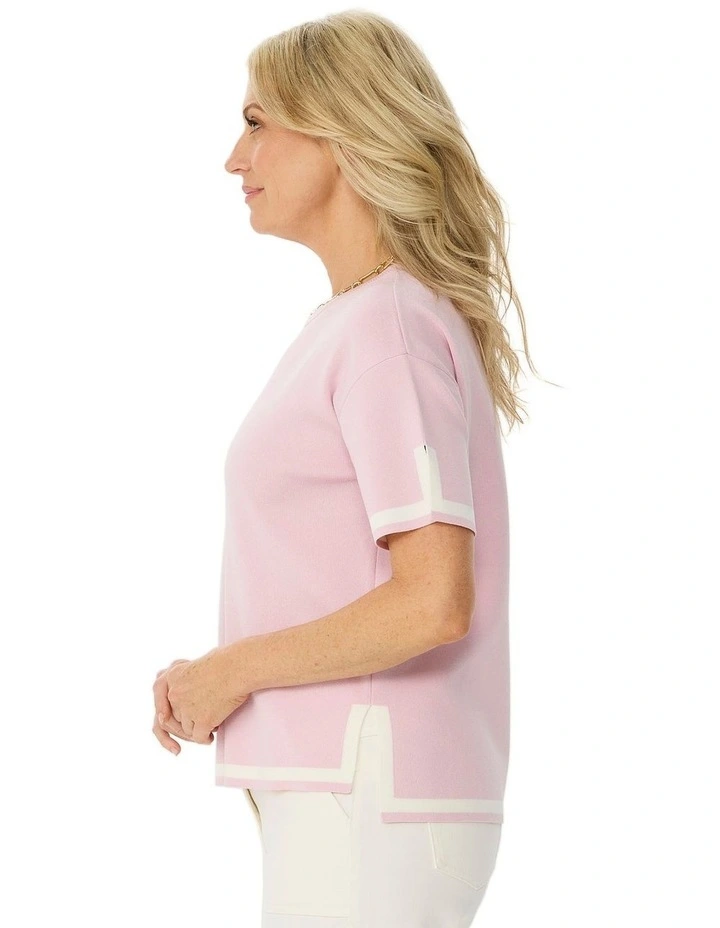 Otis Contrast Trim Short Sleeve Knit Top image 3